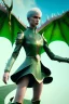 Placeholder: otherworldly women with short green hair and dragon wings wearing only dragon scales,mythical,fantasy , magnificent, majestic, highly intricate, Realistic photography, incredibly detailed, ultra high resolution, 8k, complex 3d render, cinema 4d.