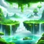 Placeholder: floating islands of a distant exotic land with waterfalls and lush scenery