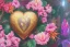 Placeholder: Tropical flowers, realistic heart drawing, crystals, tropical leaves, sacred altar, Fantasy home, Helen with cute animal