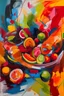 Placeholder: Create a series of abstract paintings inspired by the diverse flavors of cuisine. Use bold strokes and rich colors to evoke the sensations of taste and the artistry of culinary experiences