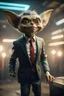 Placeholder: portrait of gremlin in suit flying in wind tunnel birthday party, in the style of a fallout 4,bokeh like f/0.8, tilt-shift lens 8k, high detail, smooth render, down-light, unreal engine, prize winning