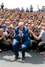 Placeholder: donald trump standing above hundreds of people on their knees