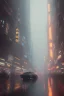 Placeholder: Blade Runner, raining, nostalgic, cold, dark blue, gloomy, heavy fog, 8k photorealistic, cinematic lighting, high details, dramatic, atmosphereric