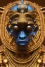 Placeholder: black male African Egyptian alien, cracks in the voodoo head, wicked, eyes, crown, Elephant, 8k, finely detailed, photo realistic, tiger turquoise skull head gold dragon space alien snow skeleton gold gorilla silver crown silver eyes