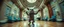 Placeholder: pin hole cam, knitted fluffy mean wolf alien gremlin badger star ship bridge captain dancing in a big hall in the style of Rembrandt and Escher and Dali, motion blur