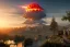 Placeholder: Jesus, on the background of a nuclear explosion, photorealistic illustration, 8k