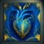 Placeholder: electric heart in blue and golden tapestry