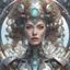 Placeholder: luxe glass robotic goddess, exquisite engraving, enchanted, delicate face, elegant, opal gears cyborg, luxury flowery suit🌷🌼🌿, highly detailed, digital painting, artstation, asymmetrical, concept art, smooth, sharp focus, 8k , trending on artstation, sharp focus, studio photo, intricate details, highly detailed, by greg rutkowski