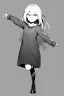 Placeholder: angry blonde girl, pose, full body, greyscale