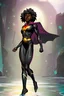 Placeholder: A black female superhero with water powers full body