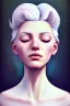 Placeholder: a woman, side profile, closed eyes, white hair, pastell, watercolor painting, white dress, paper texture, in the style of Camilla d'Errico, hyper detailed, beautiful, complex, trending on artstation, cryengine, national geographic photo, chiaroscuro