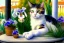 Placeholder: Zwei Katzen auf der Terrasse. Auguste Renoir, paws, very perfect iris, playing music, realistic, extremely accurate, delicate, extremely detailed, Graphic novel style, wide-angle, open aperture, superfine pencil