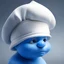 Placeholder: a smurf with a white smurf hat but as a real person