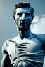 Placeholder: Ultra Realistic image, roman sculpture, deluxe white marble material, Angel di maria soccer player, Renaissance style, miguel angel style, chisel style, emperor, waist up portrait, epic, celestial, cinematic lighting, God light, god rays, 4k resolution, smooth details, ornate details, unreal engine 5, blue sky background.