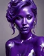 Placeholder: the figure of a beautiful woman, filled with purple paint with silver smudges
