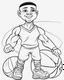 Placeholder: coloring page, depicting a black kid as an Athlete, full body, outline, black and white, highly defined, white background, empty background, cartoon style, coloring book style