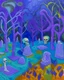 Placeholder: A purple graveyard with Halloween ghosts designed in Australian aboriginal art painted by Paul Gauguin