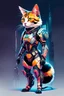 Placeholder: Ilustración lineal arte conceptual de un gato Calicó con armadura cyberpunk, full body, hiperdetallada, increíble obra de arte, colores complementarios, maximalista