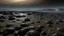 Placeholder: The shore of Lake Mercy on Pluto, littered with strange, crystalline formations, under a hazy, methane-rich sky, during a period of cryovolcanic activity.
