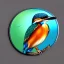 Placeholder: round coaster of kingfisher with stained glass effect, highly detailed, intricate, warm colors, digital painting