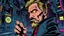 Placeholder: Futuristic, cyberpunk, Friedrich Nietzsche,Comic style