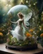 Placeholder: Gorgeous Photography Art Beautiful fairy girl fly in case glass box is an abstract concept that refers to a world made entirely of flowers or plants, often in a fantasy or mythical setting. The flower planet in this image appears to be a baroque world, with ornate spiral patterns and intricate designs.