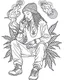 Placeholder: outline art for stoners coloring pages with A very simple and minimal design featuring A reggae-inspired scene with a Bob Marley-esque character playing music surrounded by smoke, white background, sketch style, fully body, only use outline, mandala style, clean line art, white background, no shadows and clear and well outlined