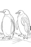 Placeholder: adorable penguins in the icy Antarctic, clean line art, monochrome, for kids coloring book, white background