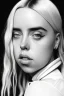 Placeholder: Billie Eilish, sitting on a chair, Black Short Dress, pale skin, high detail, realistic, 8k, not to be distinguished from a photo