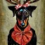 Placeholder: black and brown dachshund in a reindeer costume detailed CATRIN WELZ-STEIN