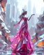 Placeholder: very complex structure ,pretty viberating color environment 3d metalic and crystal recursive animating beveled geometric base very complex structure future world evolving background and goddess lady in pretty cleric dress comes out dancing gracefully , viberating color moving very in modern city escap environment while camera tracking it.