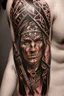 Placeholder: celtic native american warrior with tribal tattoos and cloak