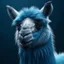 Placeholder: A realistic photo of a sad blue lama