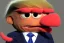 Placeholder: Angry muppet trump in a suit with a spray tan, No tongue. Wearing a MAGA cap