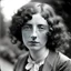 Placeholder: a 1920s irish journalist young woman with freckles curly hair outside