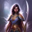 Placeholder: Fantasy setting, woman, dark-skinned, indian, ranger, 20 years old, wavy hair