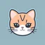 Placeholder: App logo 2D vector graphic of cute and kawai Cat face, simple color, flat style, use only 3color theme,