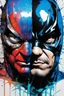 Placeholder: Poster in two gradations, split in half, one side "spiderman", other side "batman", midline of the face, painting by Yoji Shinkawa, solid, pastel and splash colours, detailed iridescent, metallic, translucent, dramatic lighting, hyper futuristic, digital art,