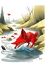 Placeholder: imagen de caperucita roja que ve el lobo cuando estaba en el fondo del río