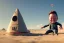 Placeholder: Elon musk as a Happy toddler buildung a rocketship out of sand on the beach