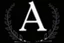 Placeholder: 2 branches(crossed at bottom, arching wreaths), Letter A in Middle, light white vector on black background