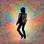 Placeholder: psychedelic colorful silhouette, Michael Jackson dancing profile, prismatic stardust background