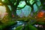 Placeholder: Immersive​ fantasy elven cafe in the deep forest with ancient tree blossom river 4k full hd