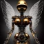 Placeholder: steampunk cybernetic biomechanical robotic angel of death, symmetrical, front facing, 3 d model, very coherent symmetrical artwork, unreal engine realistic render, 8 k, micro detail, gold and steel intricate, elegant, highly detailed, digital painting, artstation, smooth, sharp focus, illustration, artgerm, tomasz alen kopera, wlop