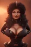 Placeholder: Pam Grier as evil queen in black leather, leather, busty, cleavage, angry, stern look. character design by cory loftis, fenghua zhong, ryohei hase, ismail inceoglu and ruan jia. unreal engine 5, artistic lighting, highly detailed, photorealistic, fantasy