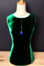 Placeholder: dark green velvet Necklace Mannequin Stand on a luxury table