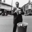 Placeholder: William Luby drinking a bucket full of beer at a pub