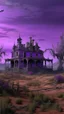 Placeholder: A purple haunted wasteland with a ghostly mansion painted by Leonardo da Vinci