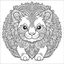 Placeholder: mandala baby lion, happy, cute animals, full view, realistic, coloring page, only draw lines, coloring book, clean line art, –no sketch, color, –ar 3:4, white background, minimalistic black lines, minimal black color, low level black colors, coloring page, avoid thick black colors, thin black line art, avoid colors, perfect shape, perfect clear lines,