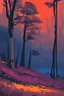 Placeholder: simply forest landscape with orange skye paint